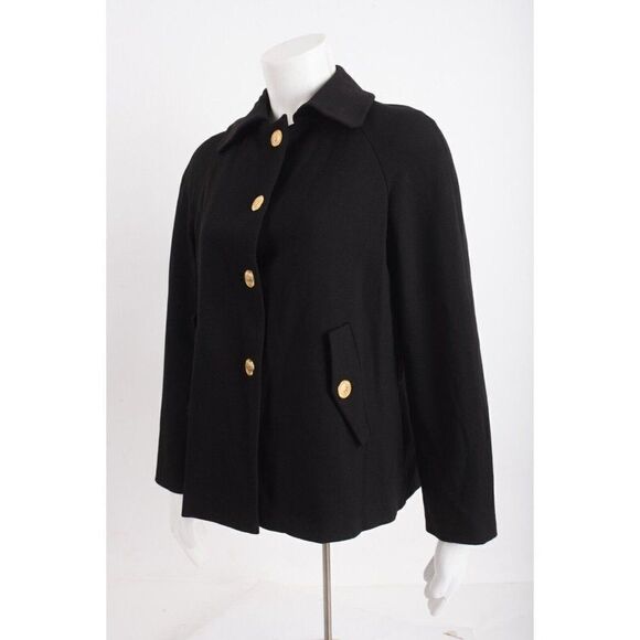 Zara Basic Womens Black Jacket Coat XS Gold Buttons Peter Pan Collar NWOT - Picture 4 of 6